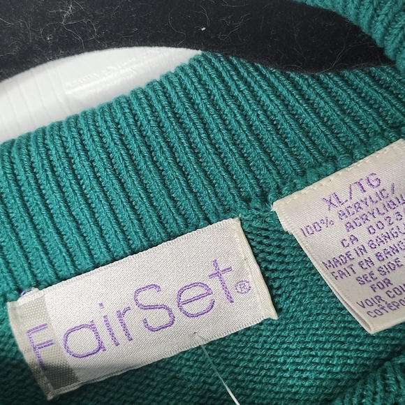 VINTAGE FAIRSET BOLD GREEN POLO PULLOVER KNIT SWEATER SIZE XL - Picture 4 of 5